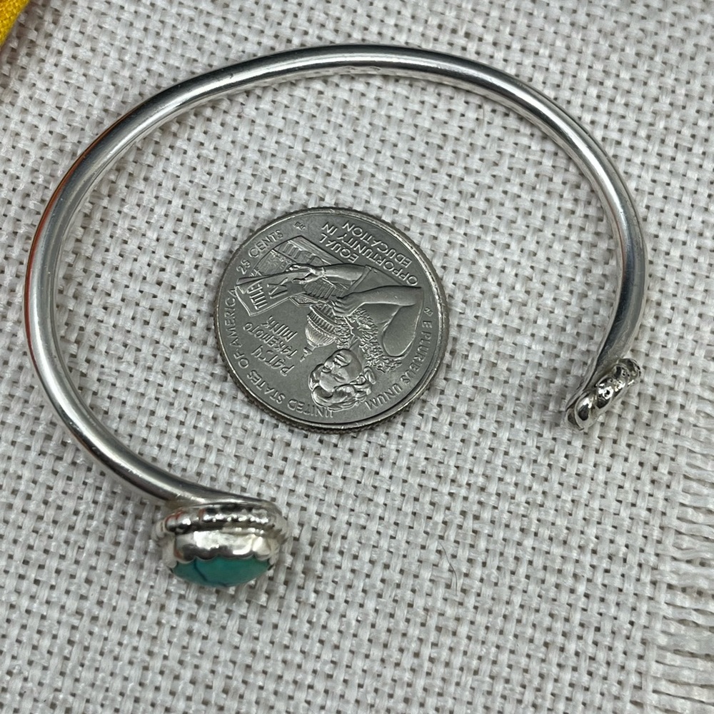 Vintage 1980s-90s Handmade Sterling Silver & Genuine Turquoise Cuff Bracelet 5" - Picture 11 of 17